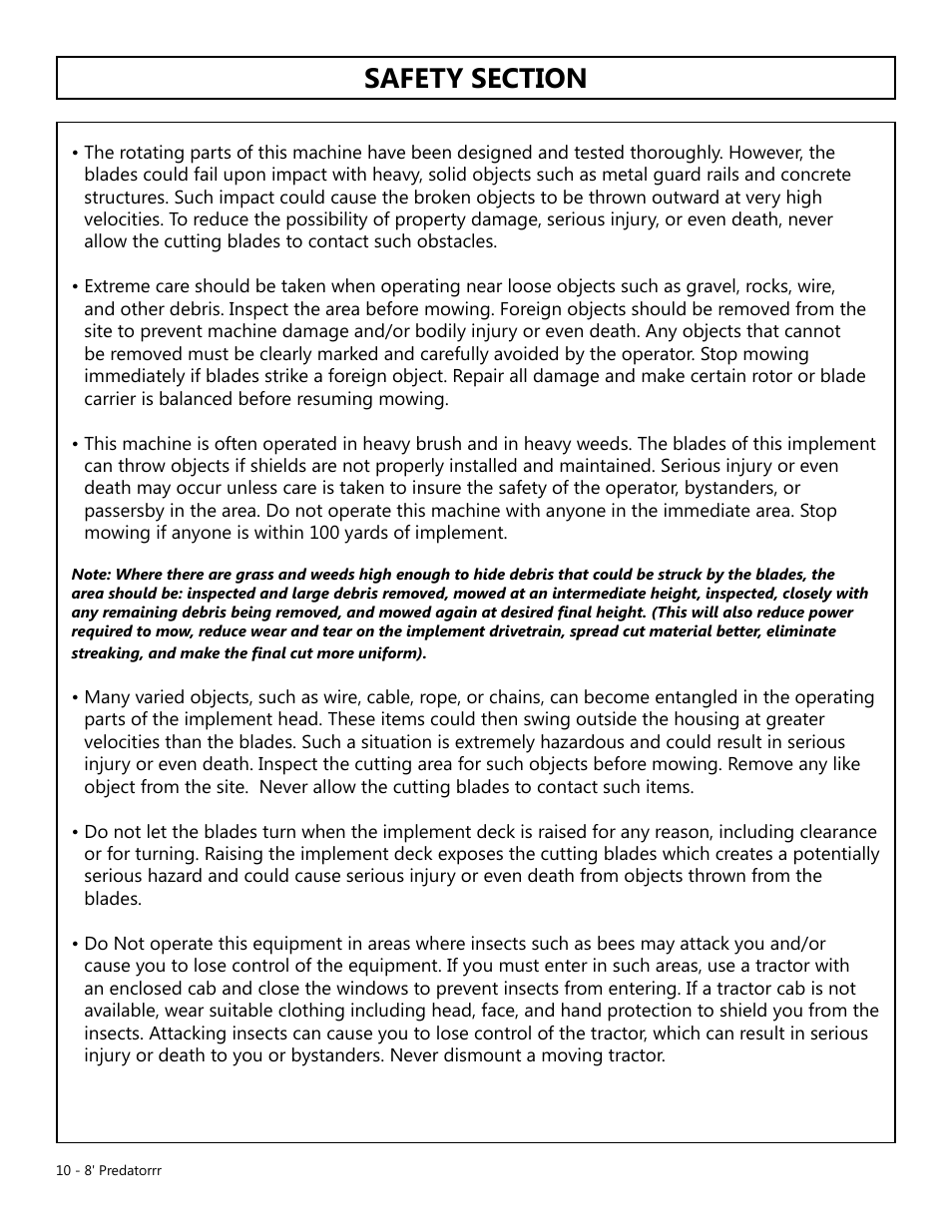 Modern AG 8' Predator User Manual | Page 10 / 74