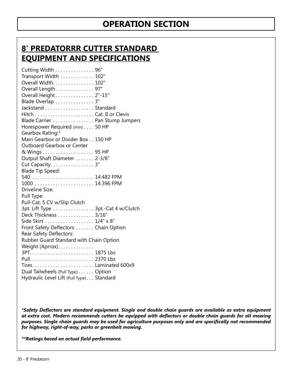 Modern AG 8' Predator User Manual | Page 20 / 74