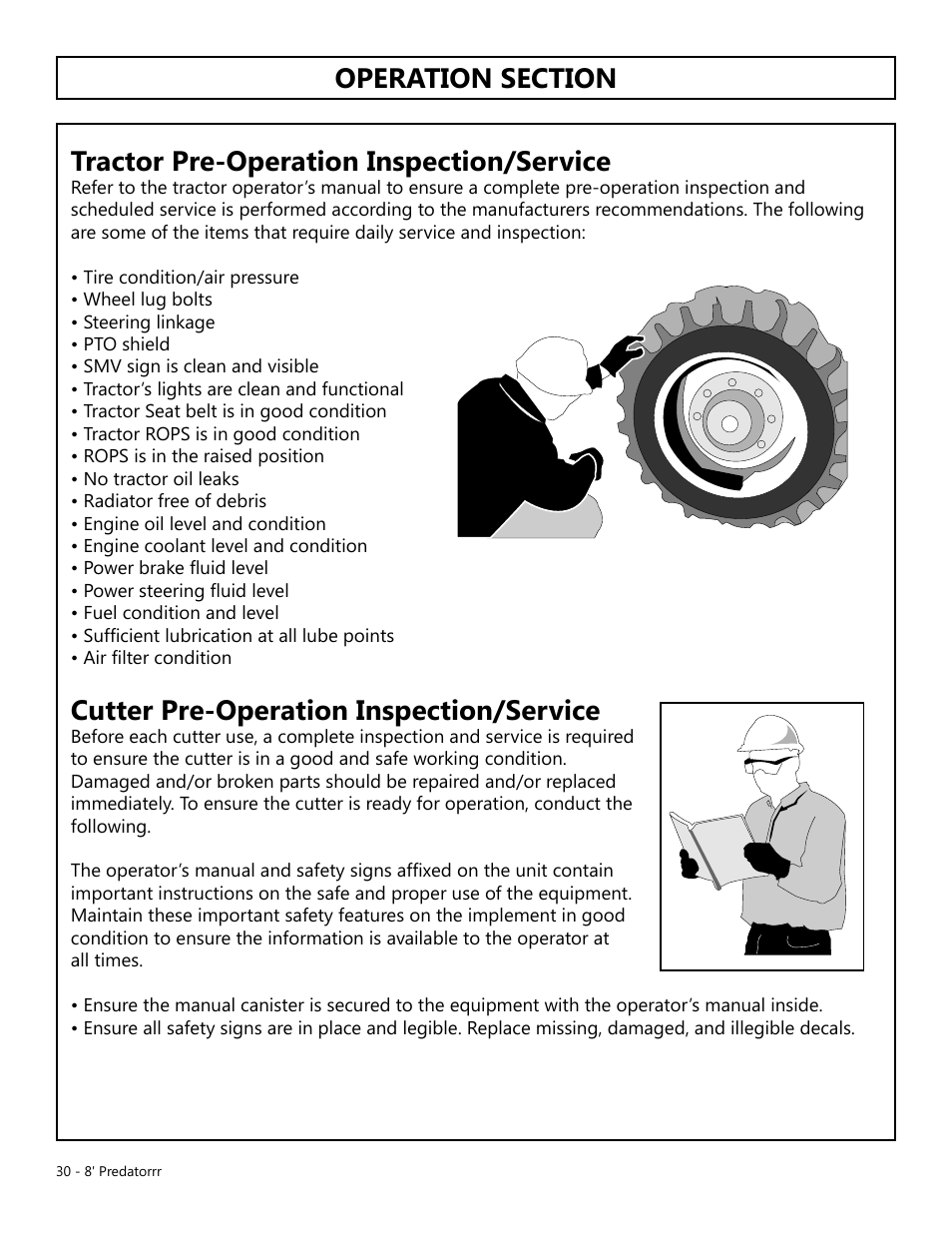 Cutter pre-operation inspection/service | Modern AG 8' Predator User Manual | Page 30 / 74