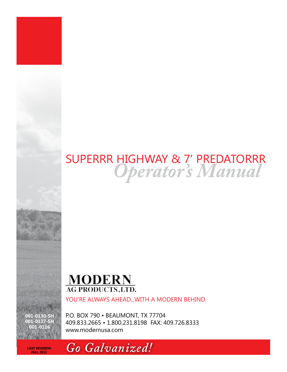 Modern AG 7' Predator User Manual | 79 pages