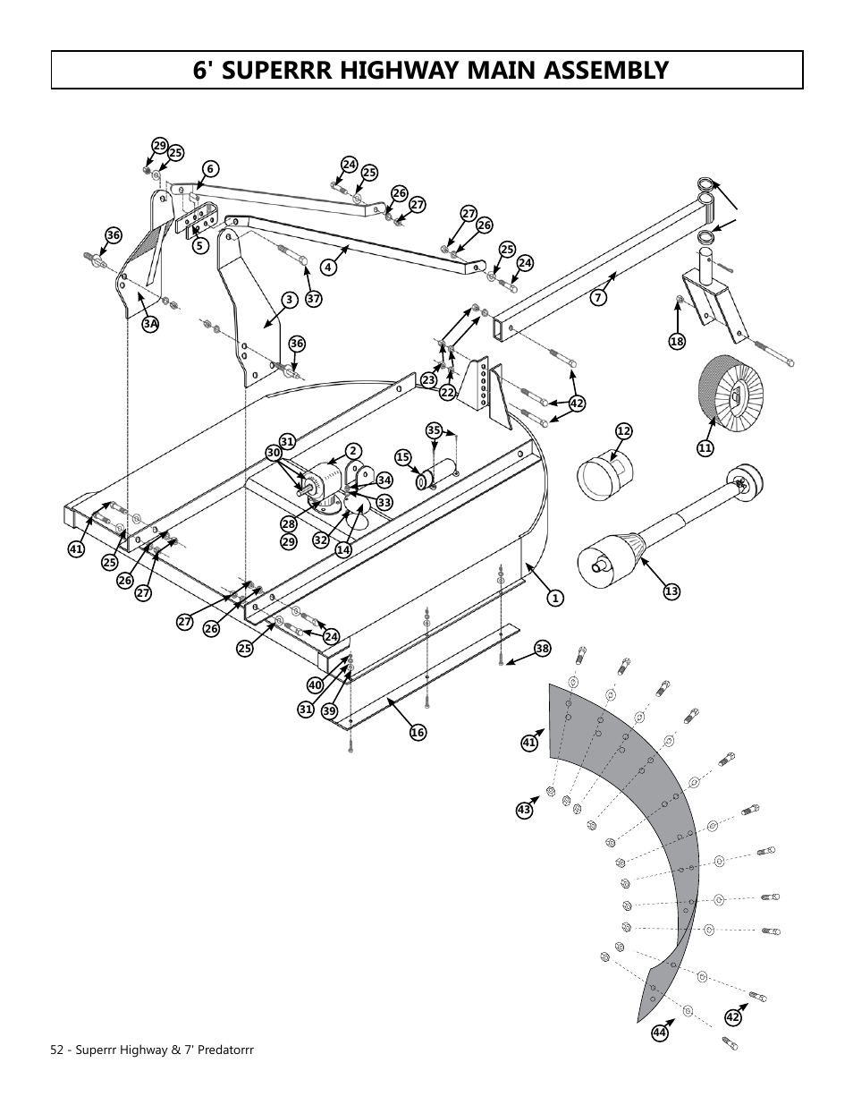 6' superrr highway main assembly | Modern AG 7' Predator User Manual | Page 52 / 79