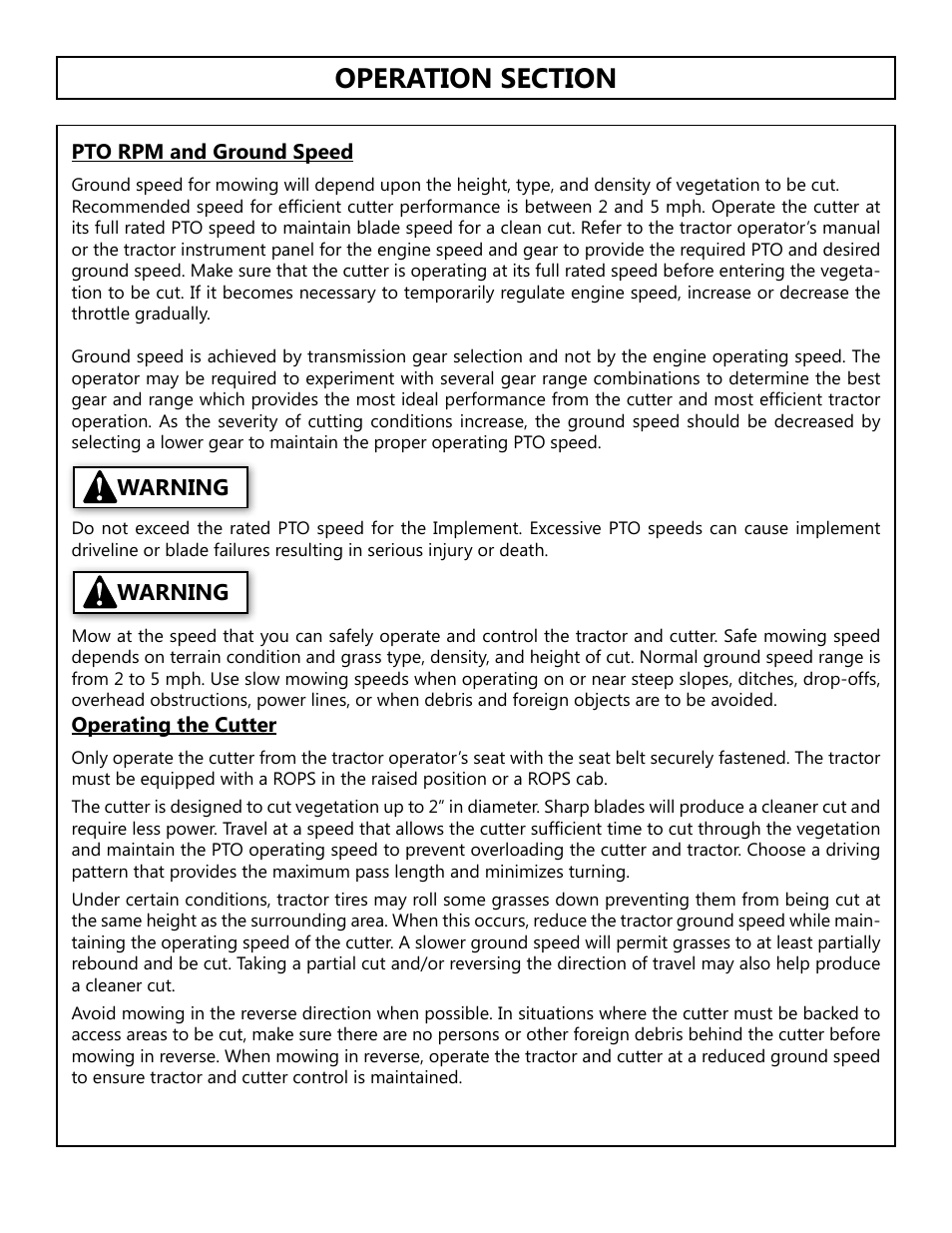 Warning | Modern AG Super Highway Special User Manual | Page 38 / 79