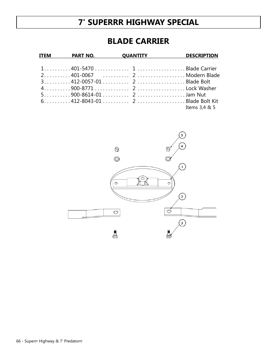 7' superrr highway special, Blade carrier | Modern AG Super Highway Special User Manual | Page 66 / 79