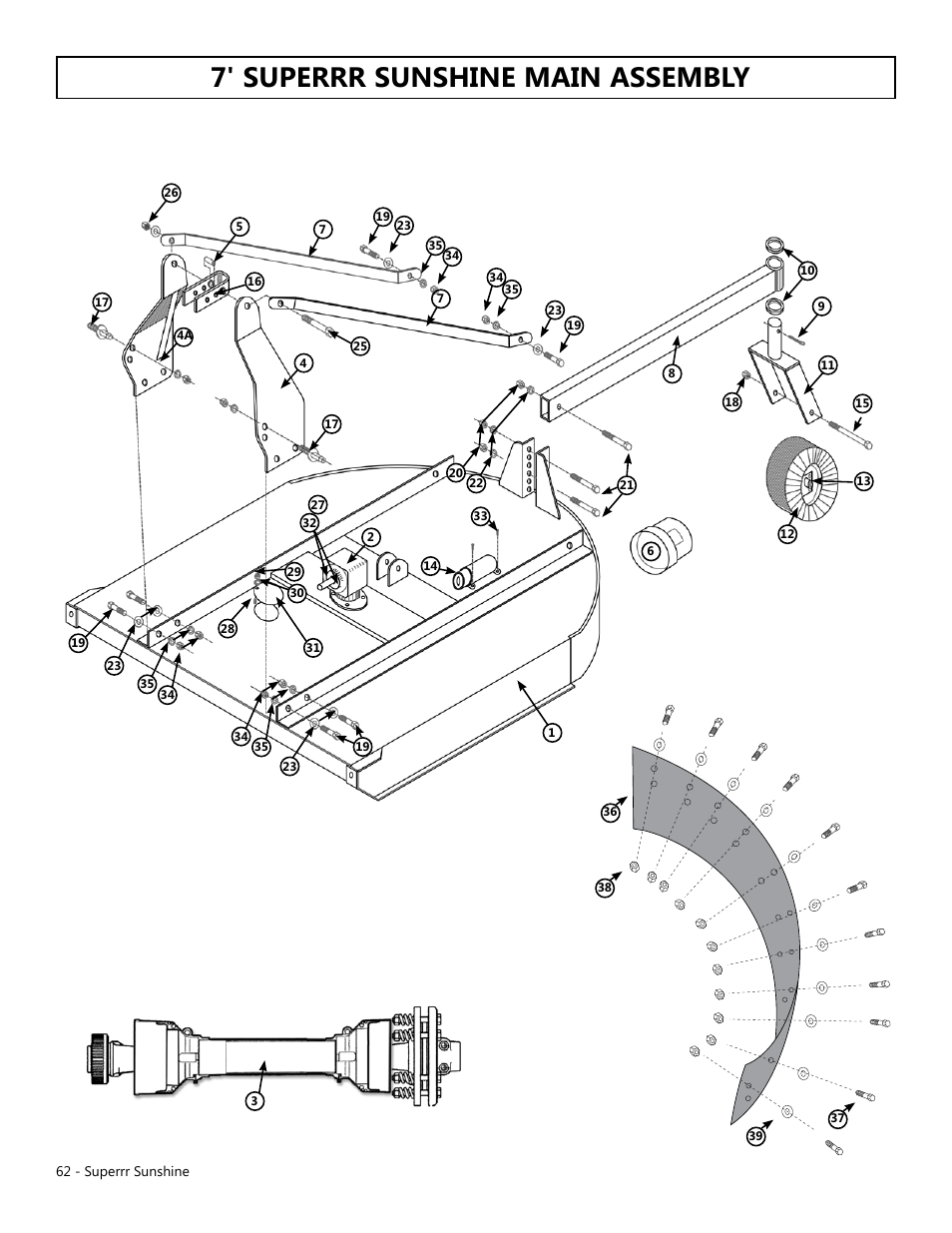 7' superrr sunshine main assembly | Modern AG Super Sunshine User Manual | Page 62 / 71