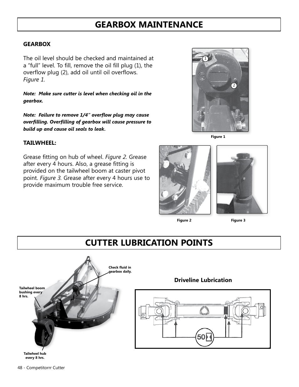 Gearbox maintenance cutter lubrication points | Modern AG Competitor User Manual | Page 48 / 69