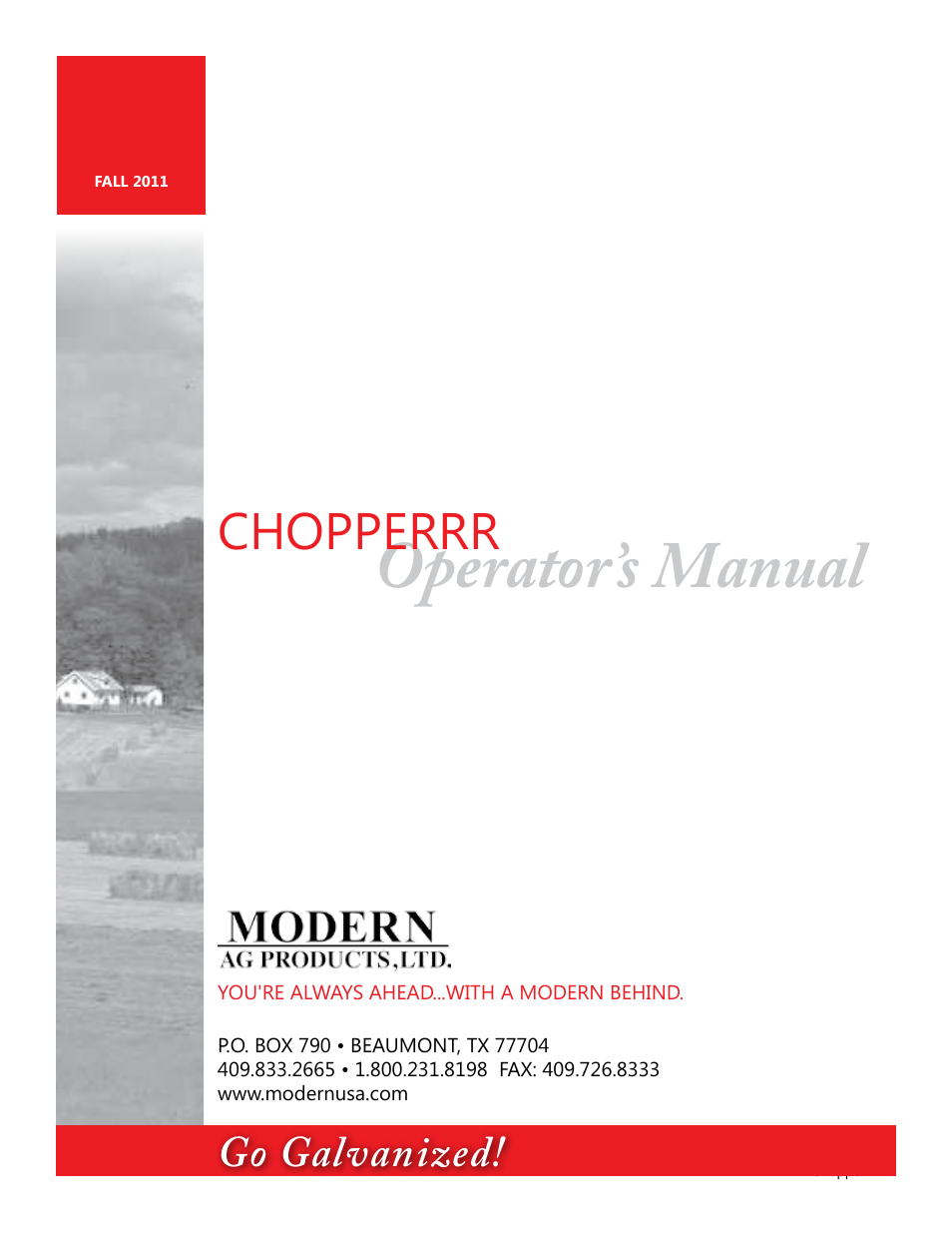 Modern AG Chopper User Manual | 13 pages