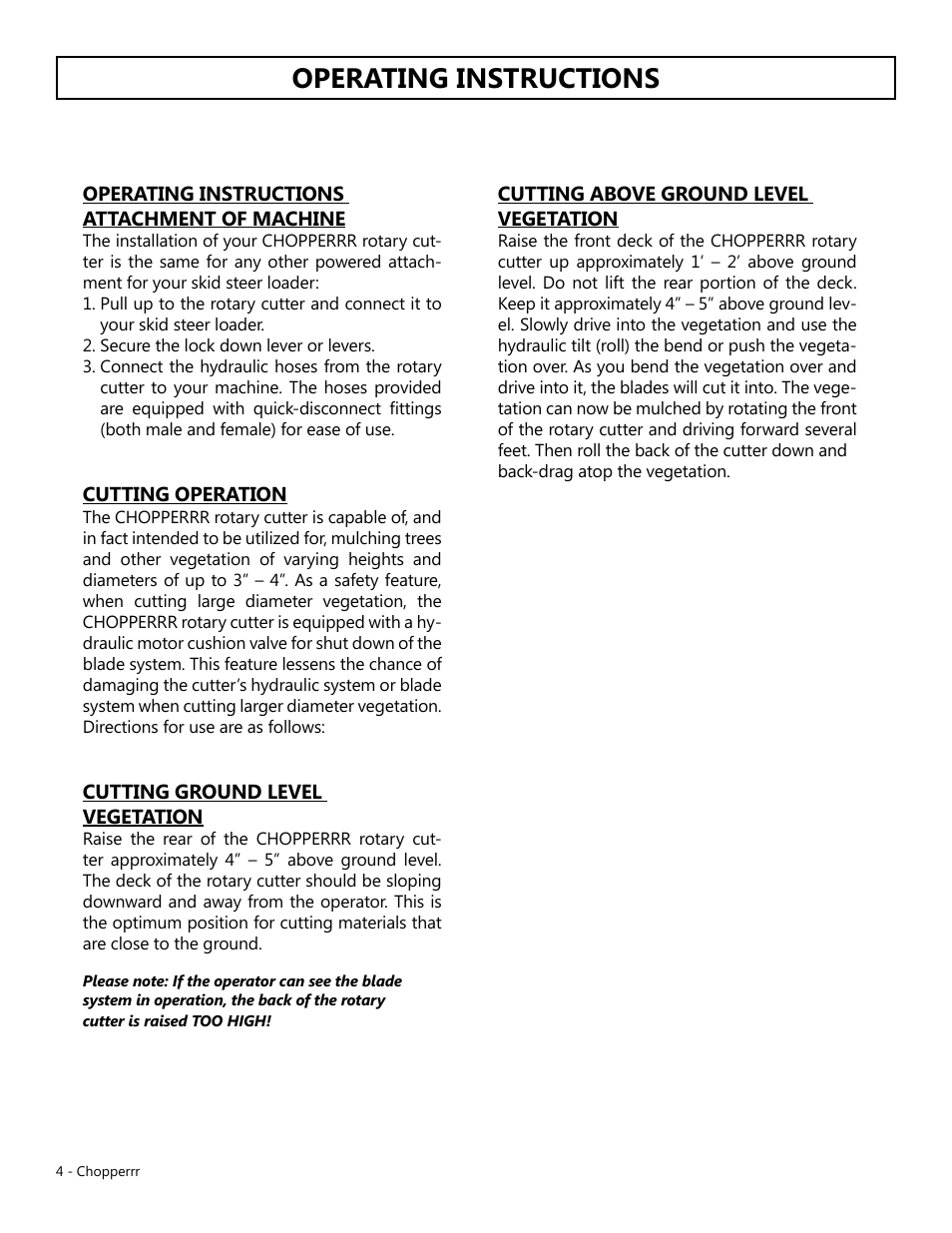 Operating instructions | Modern AG Chopper User Manual | Page 4 / 13