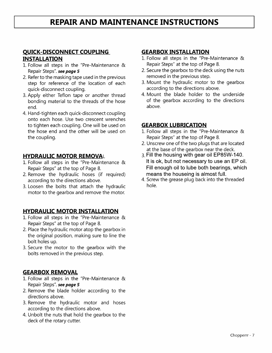 Modern AG Chopper User Manual | Page 7 / 13