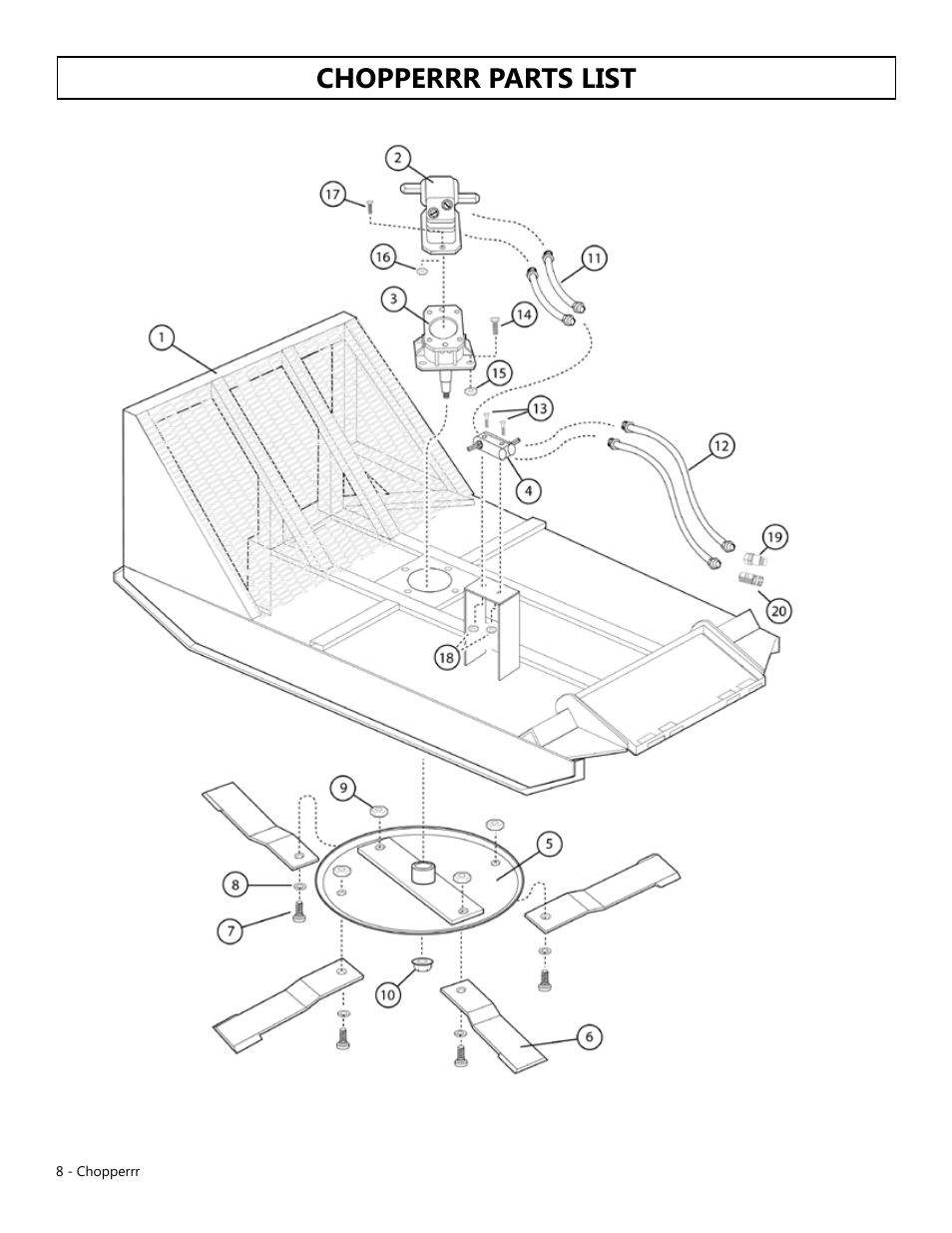 Chopperrr parts list | Modern AG Chopper User Manual | Page 8 / 13