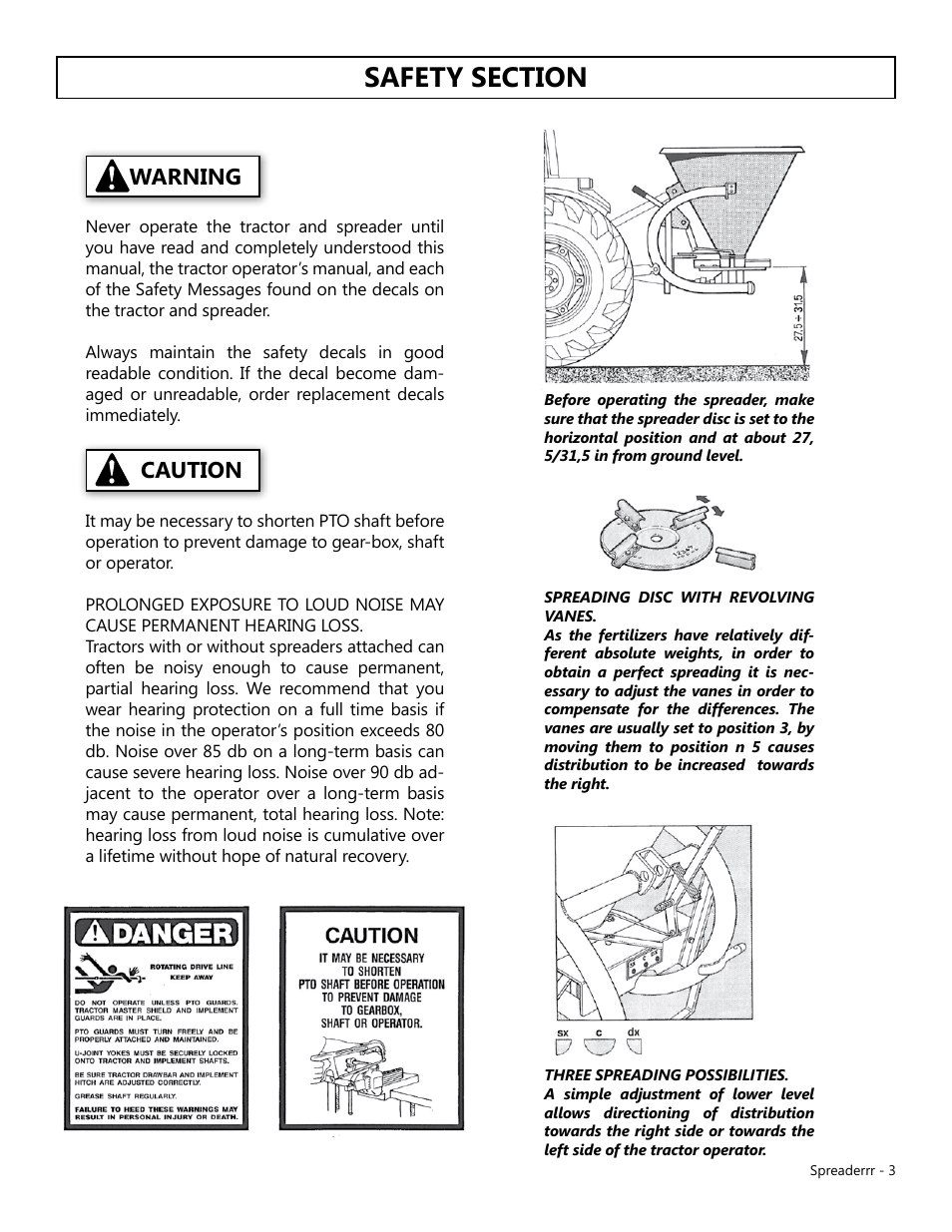 Warning caution | Modern AG Spreader User Manual | Page 3 / 9