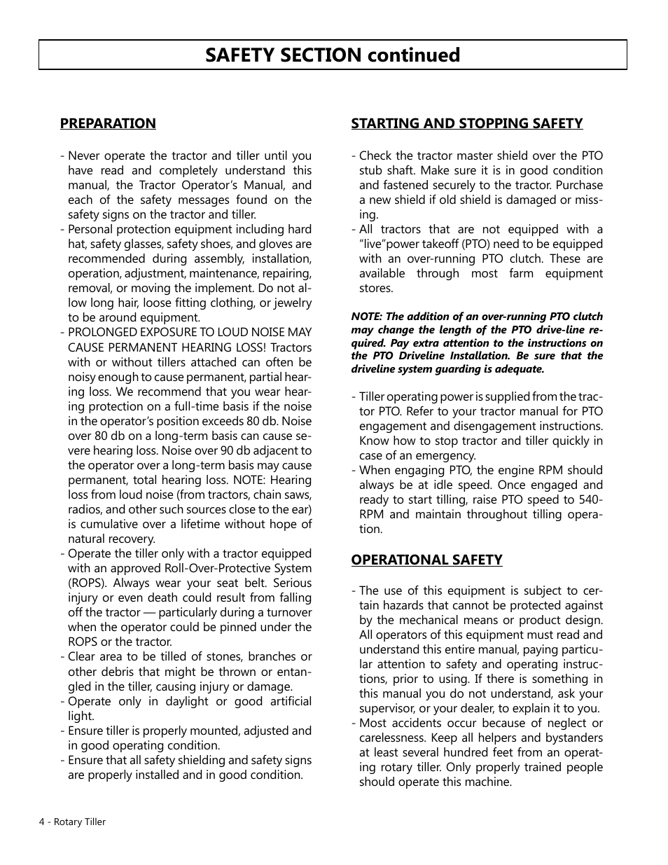 Modern AG Tiller User Manual | Page 4 / 20