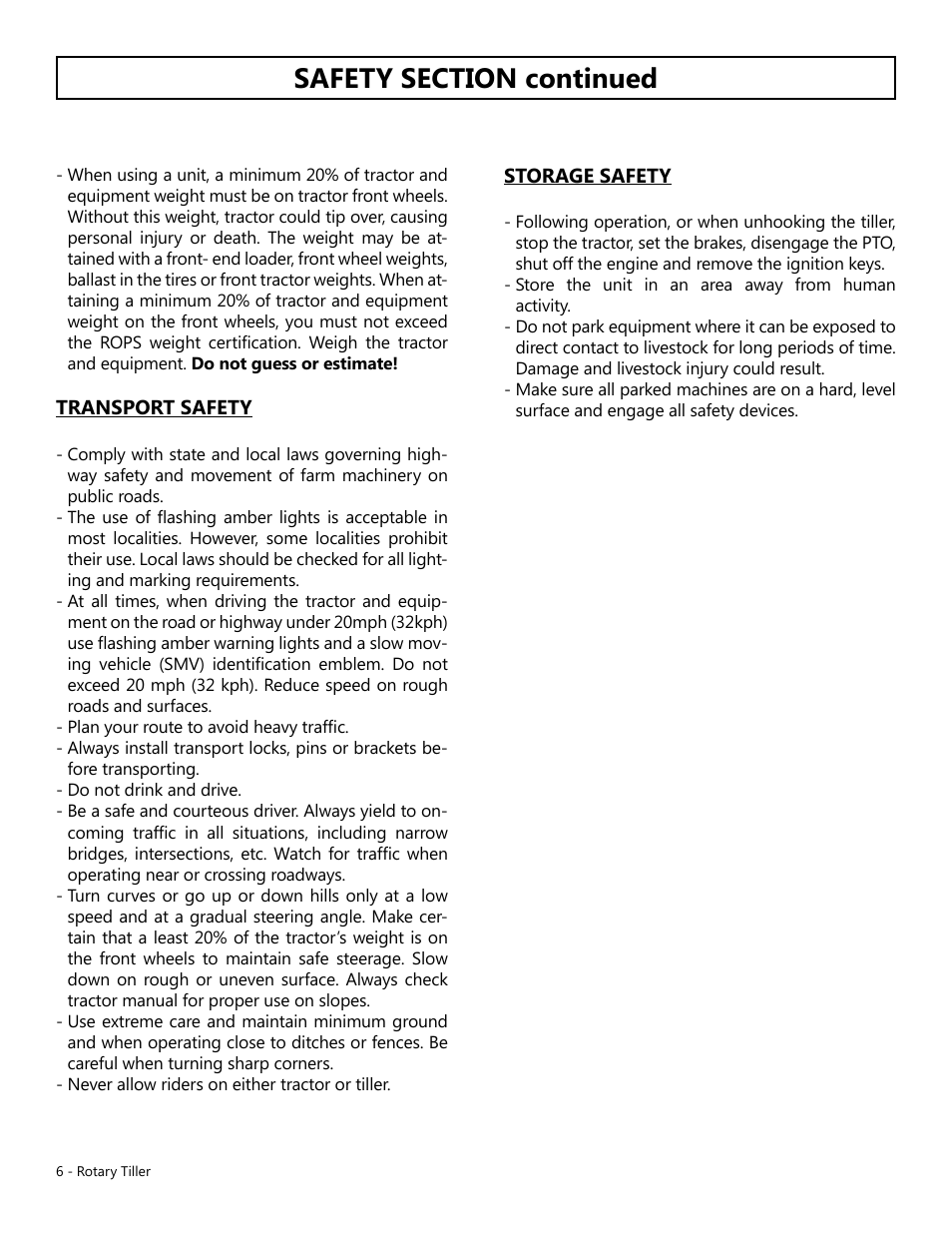 Modern AG Tiller User Manual | Page 6 / 20