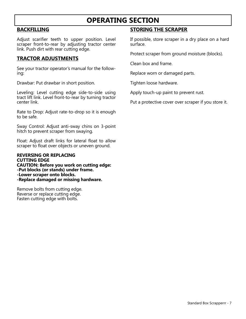 Modern AG Standard Box Scraper User Manual | Page 7 / 13