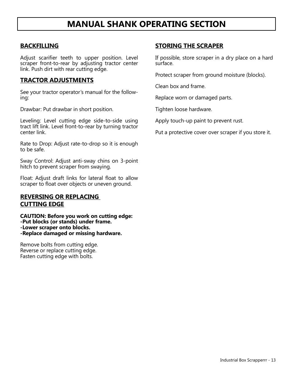 Modern AG Industrial Box Scraper User Manual | Page 13 / 15