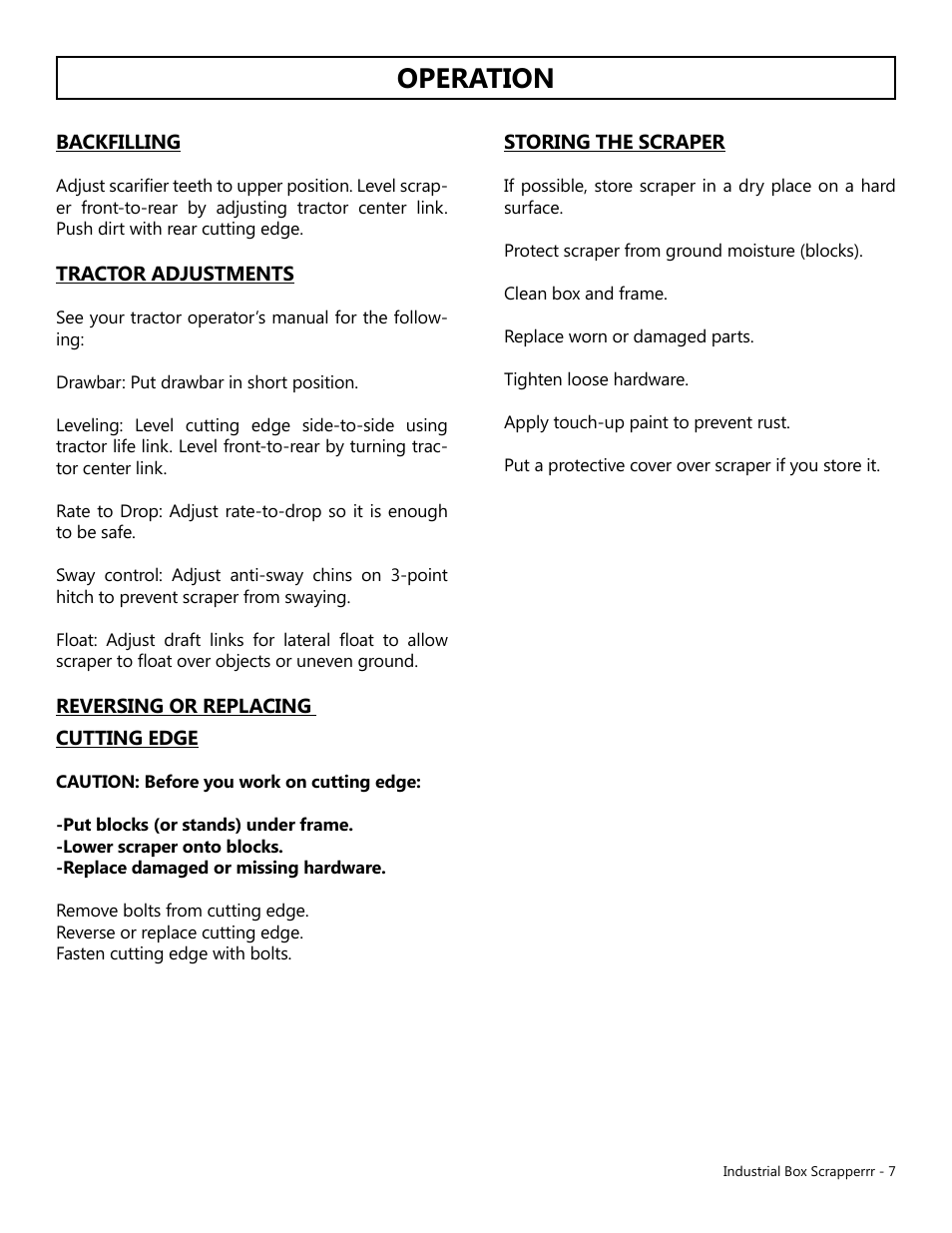 Operation | Modern AG Industrial Box Scraper User Manual | Page 7 / 15