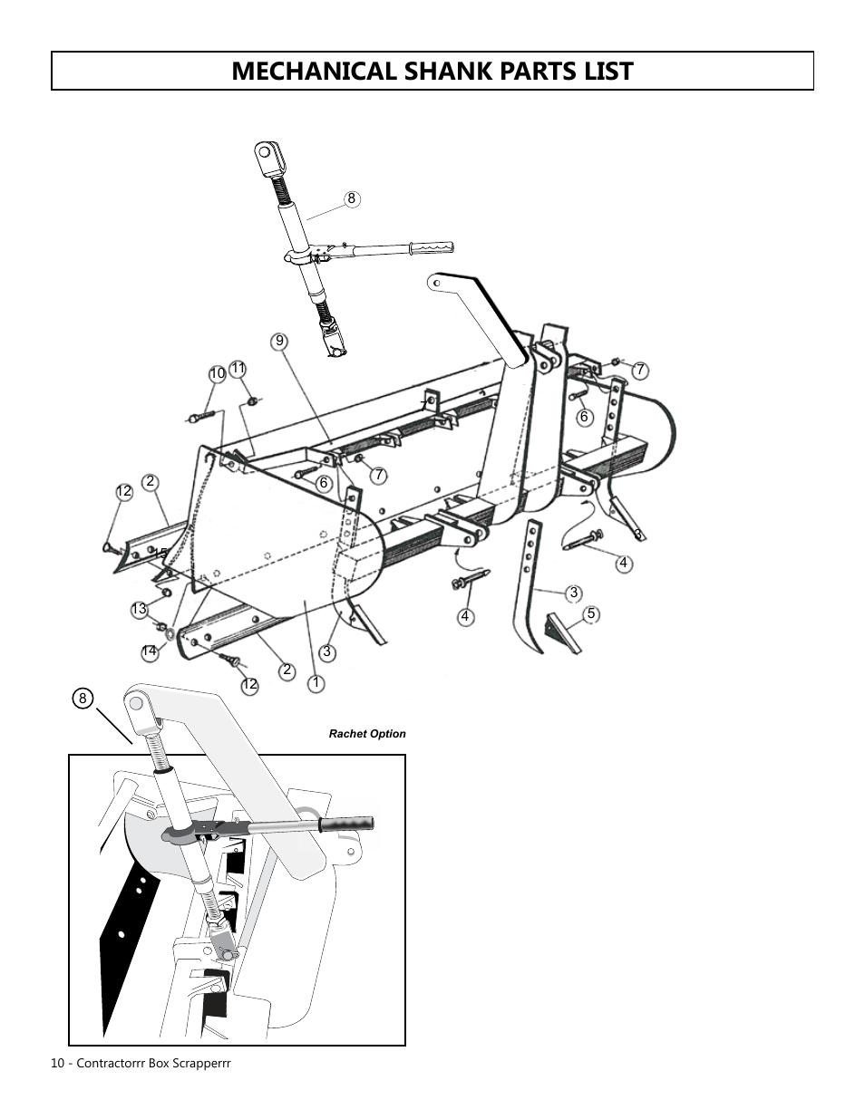 Mechanical shank parts list | Modern AG Contractor Box Scraper User Manual | Page 10 / 15