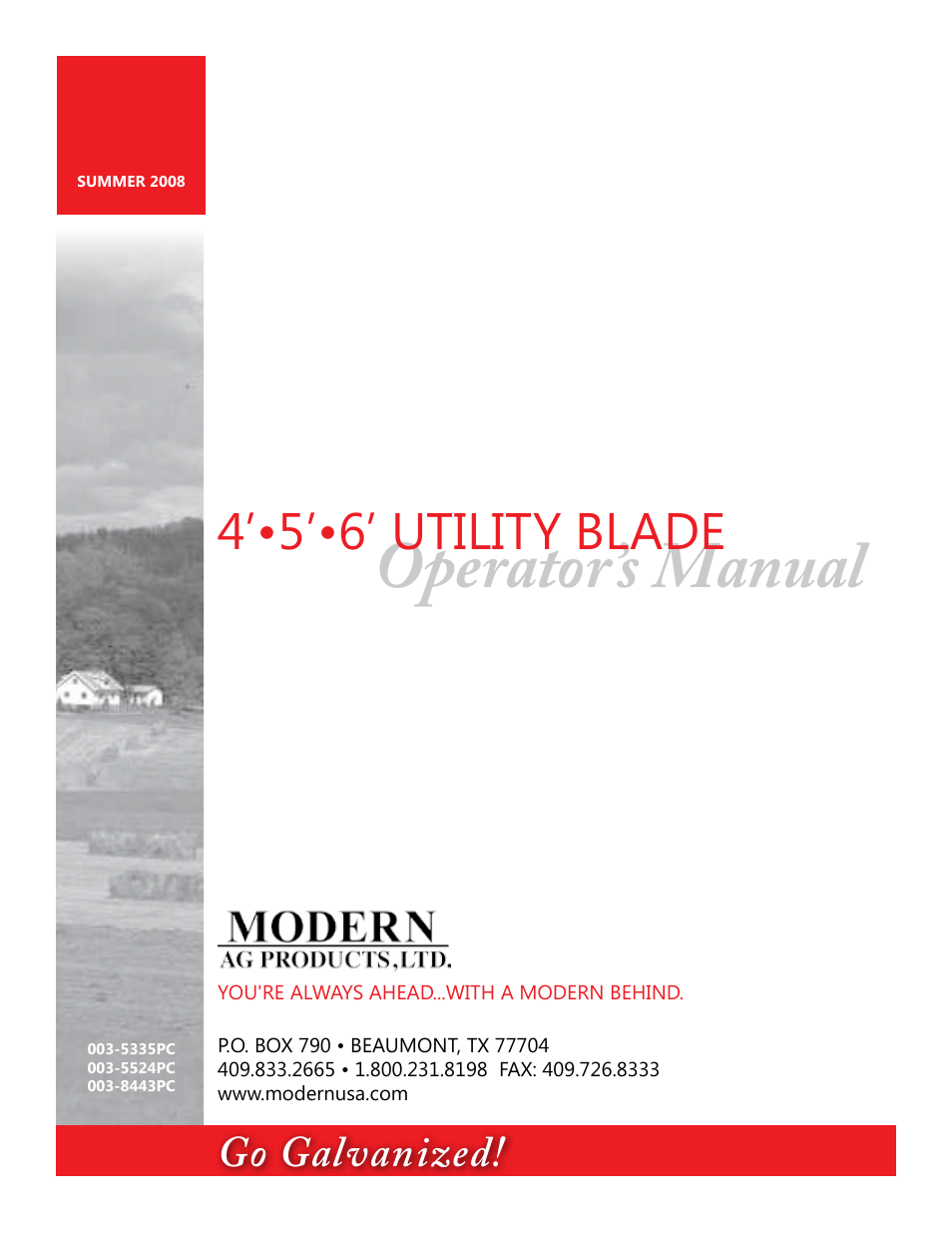 Modern AG Utility Blade User Manual | 7 pages