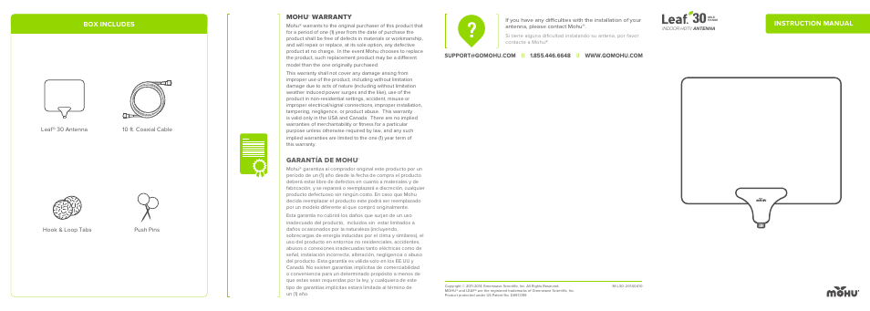 Mohu Leaf 30 Indoor HDTV Antenna User Manual | 2 pages