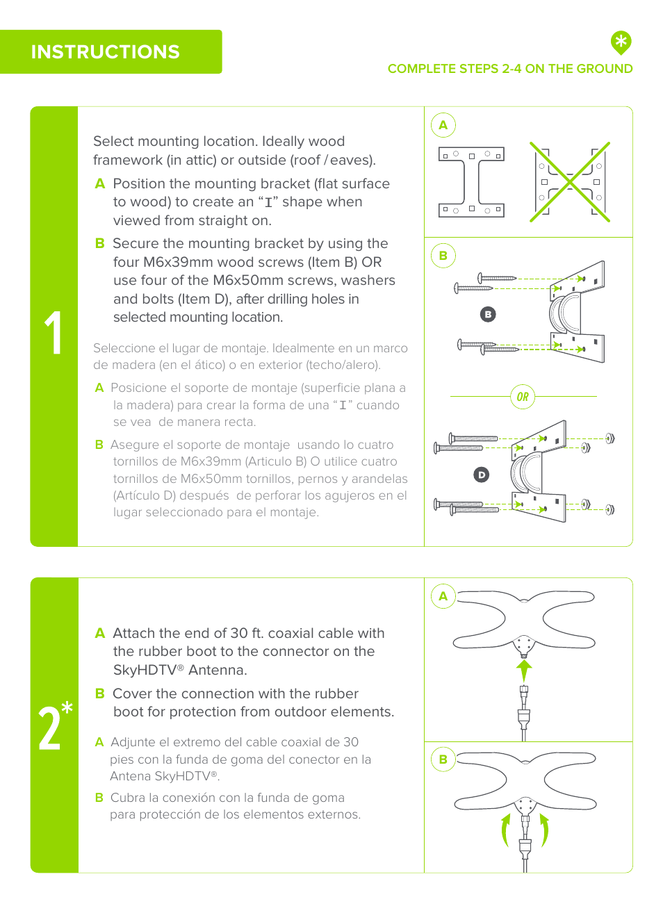 Instructions | Mohu Sky 60 HDTV Attic / Outdoor Antenna User Manual | Page 4 / 12