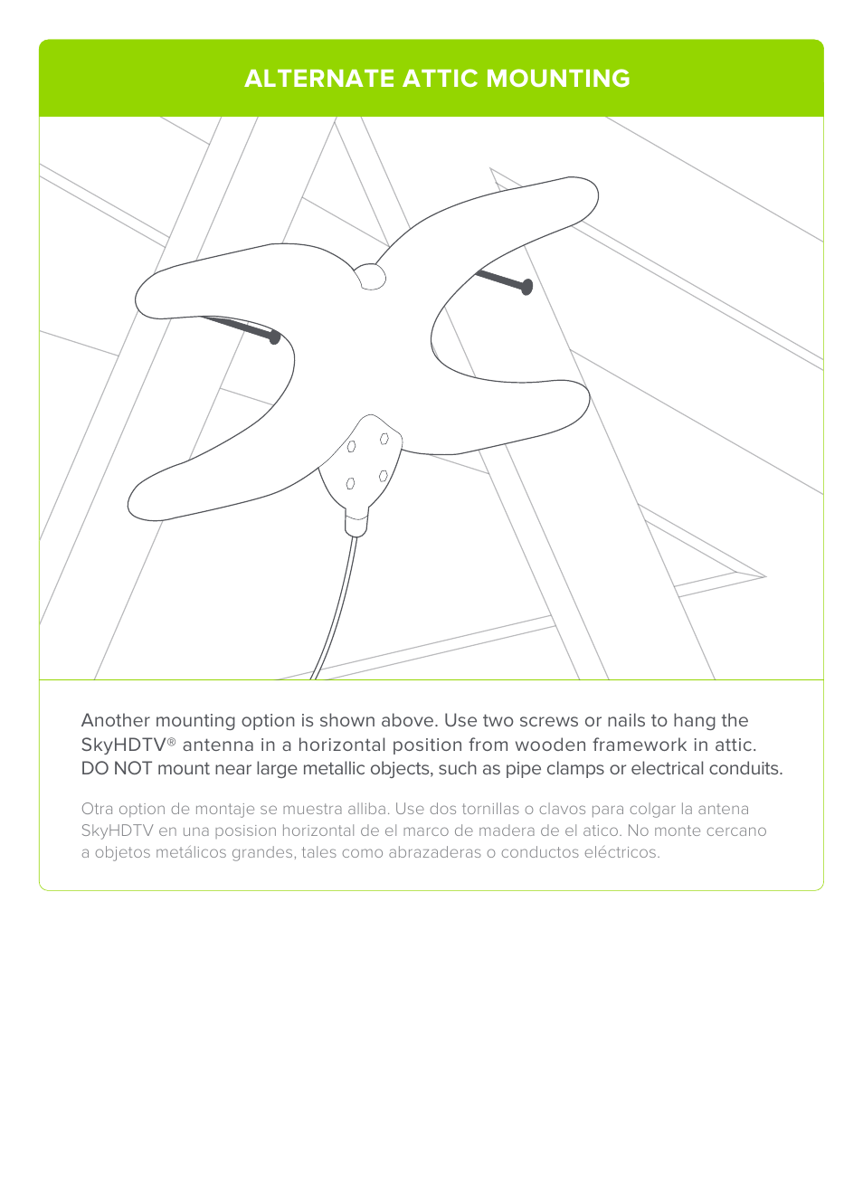 Alternate attic mounting | Mohu Sky 60 HDTV Attic / Outdoor Antenna User Manual | Page 8 / 12