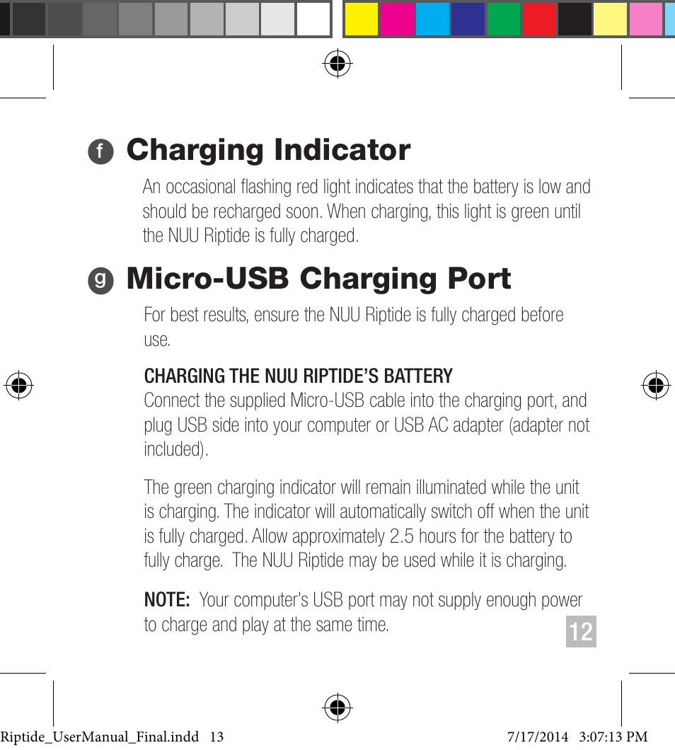 NUU Riptide User Manual | Page 13 / 32