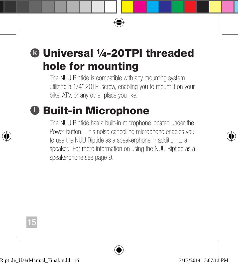 NUU Riptide User Manual | Page 16 / 32