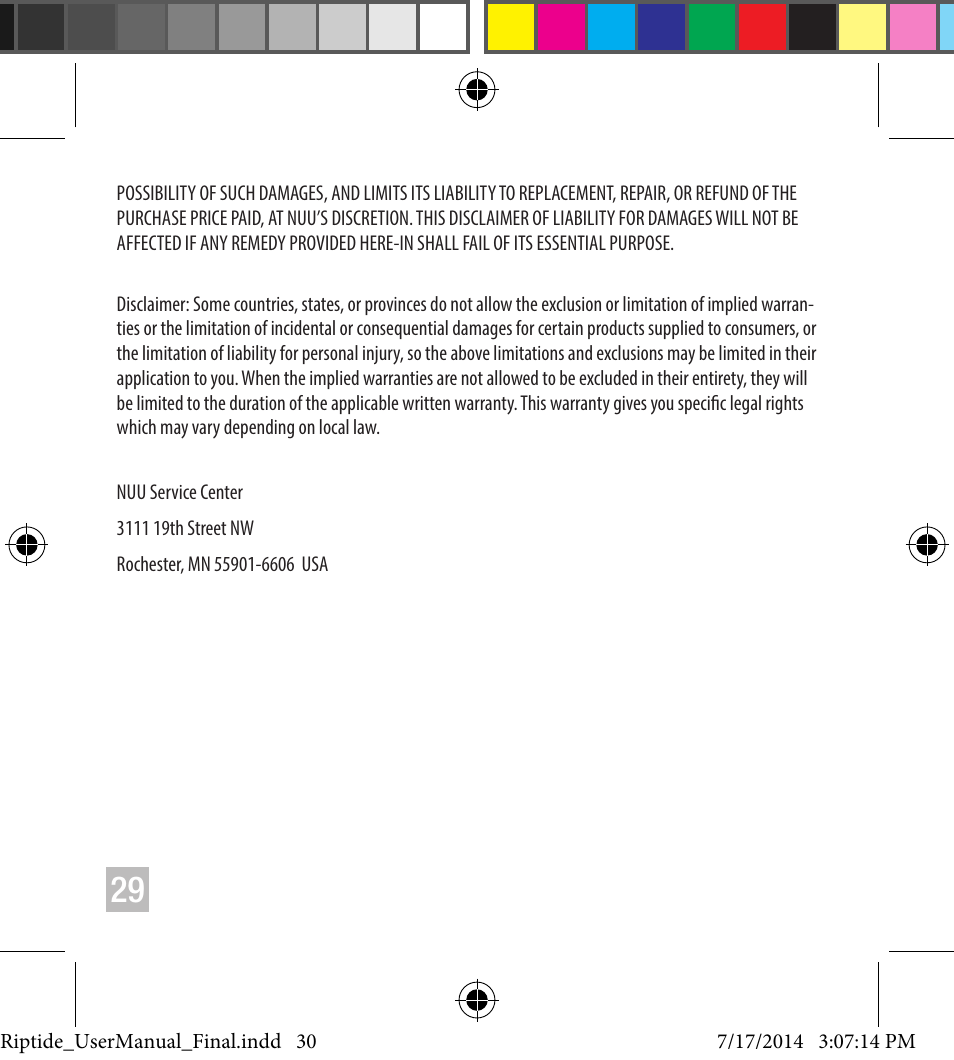 NUU Riptide User Manual | Page 30 / 32