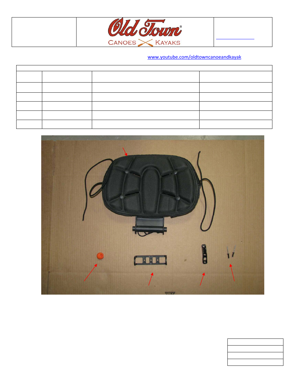 Old Town Saranac Seatback Kit User Manual | 4 pages