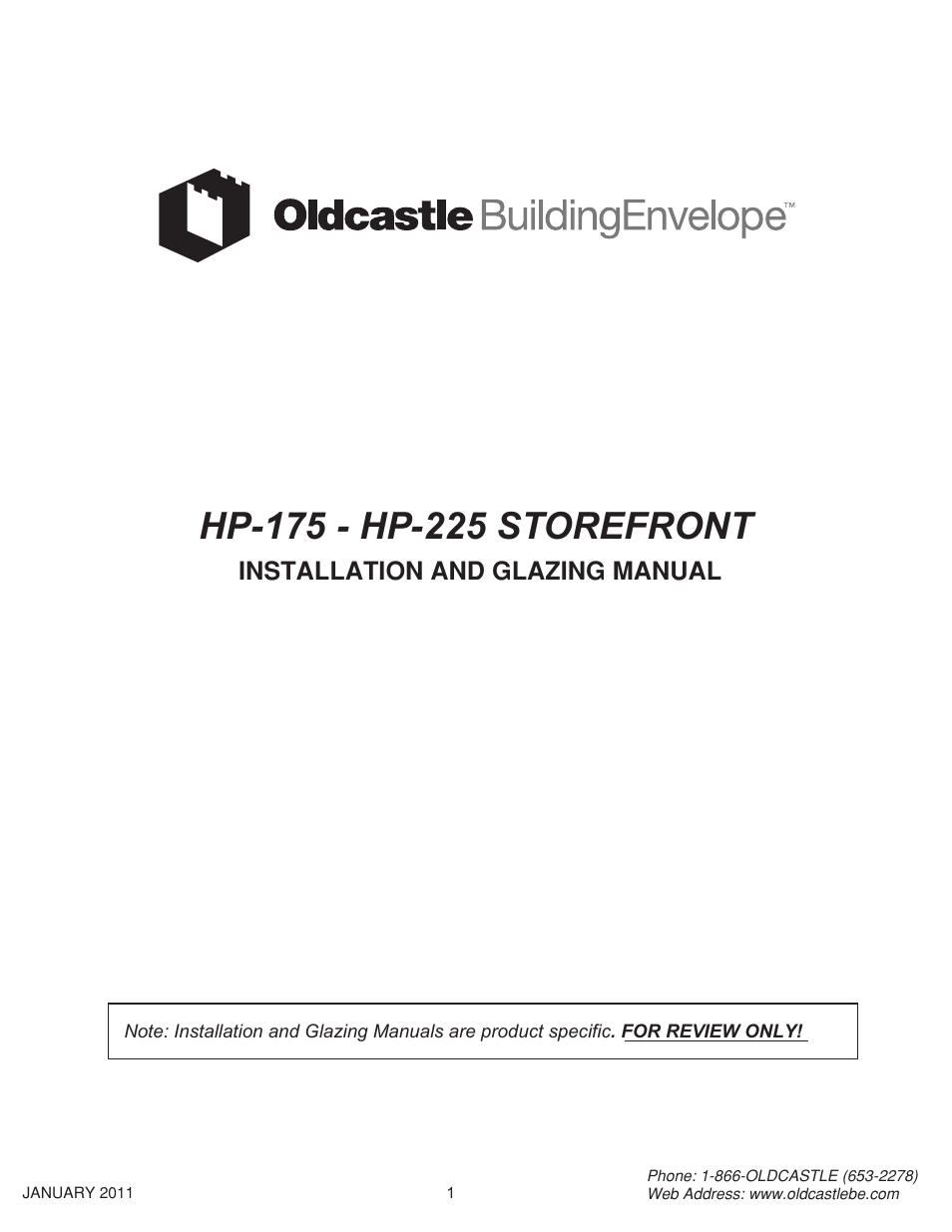 Oldcastle BuildingEnvelope HP-175 User Manual | 33 pages