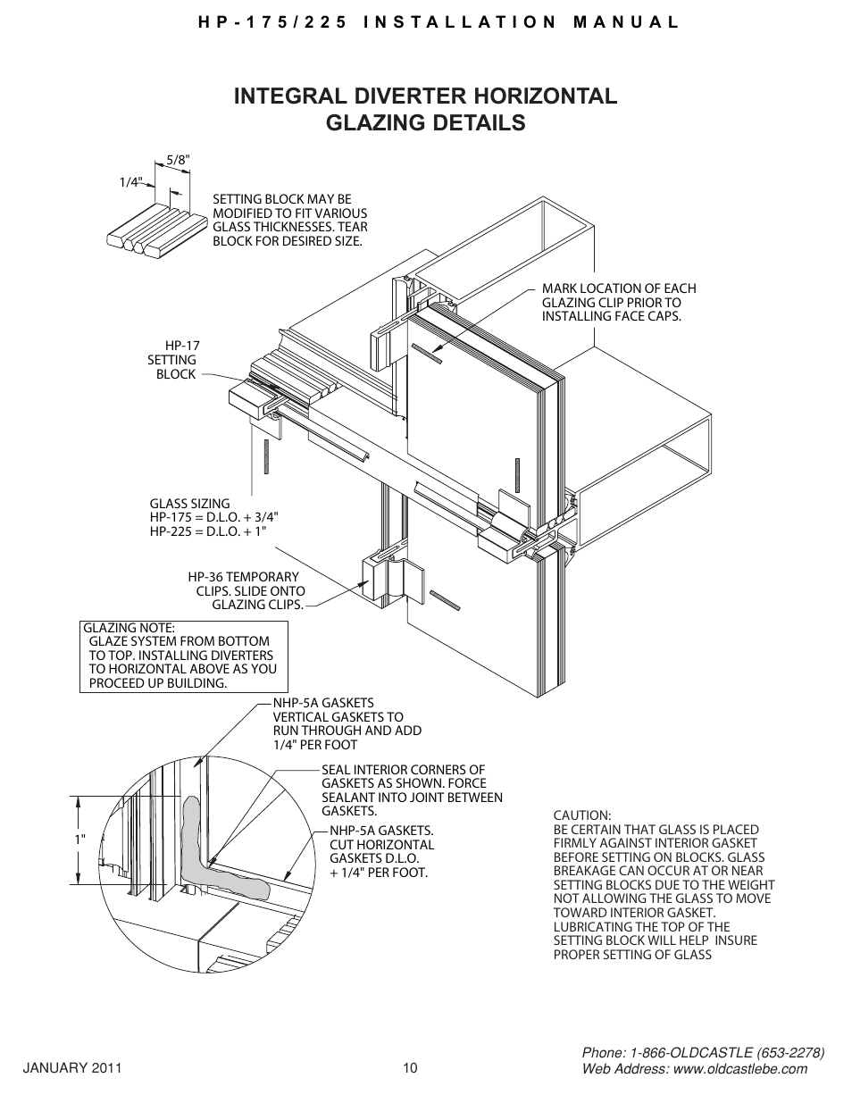 Hp-175-225 10, Integral diverter horizontal glazing details | Oldcastle BuildingEnvelope HP-175 User Manual | Page 10 / 33