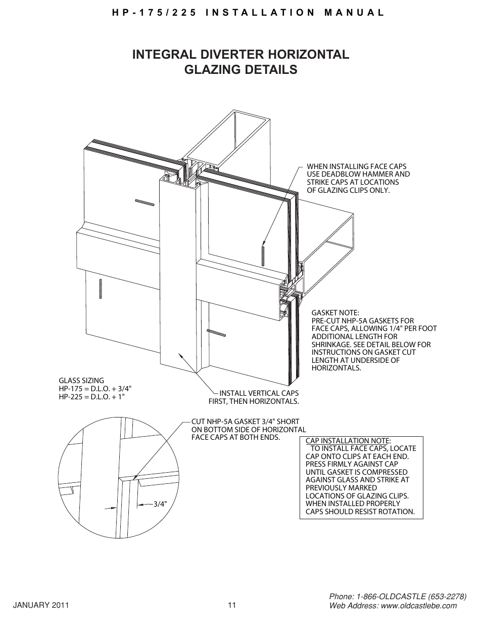 Hp-175-225 11, Integral diverter horizontal glazing details | Oldcastle BuildingEnvelope HP-175 User Manual | Page 11 / 33