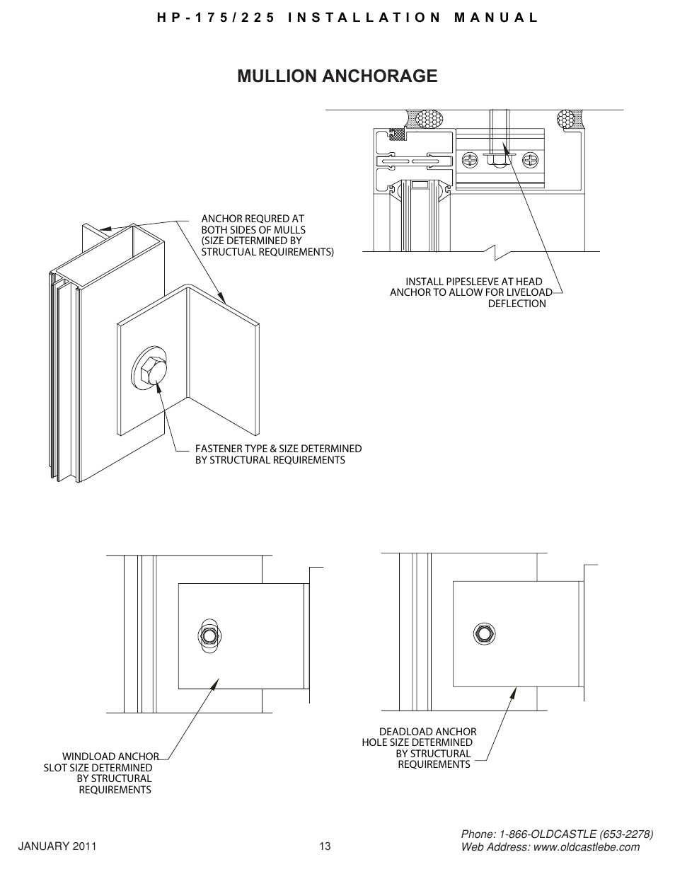 Hp-175-225 13, Mullion anchorage | Oldcastle BuildingEnvelope HP-175 User Manual | Page 13 / 33