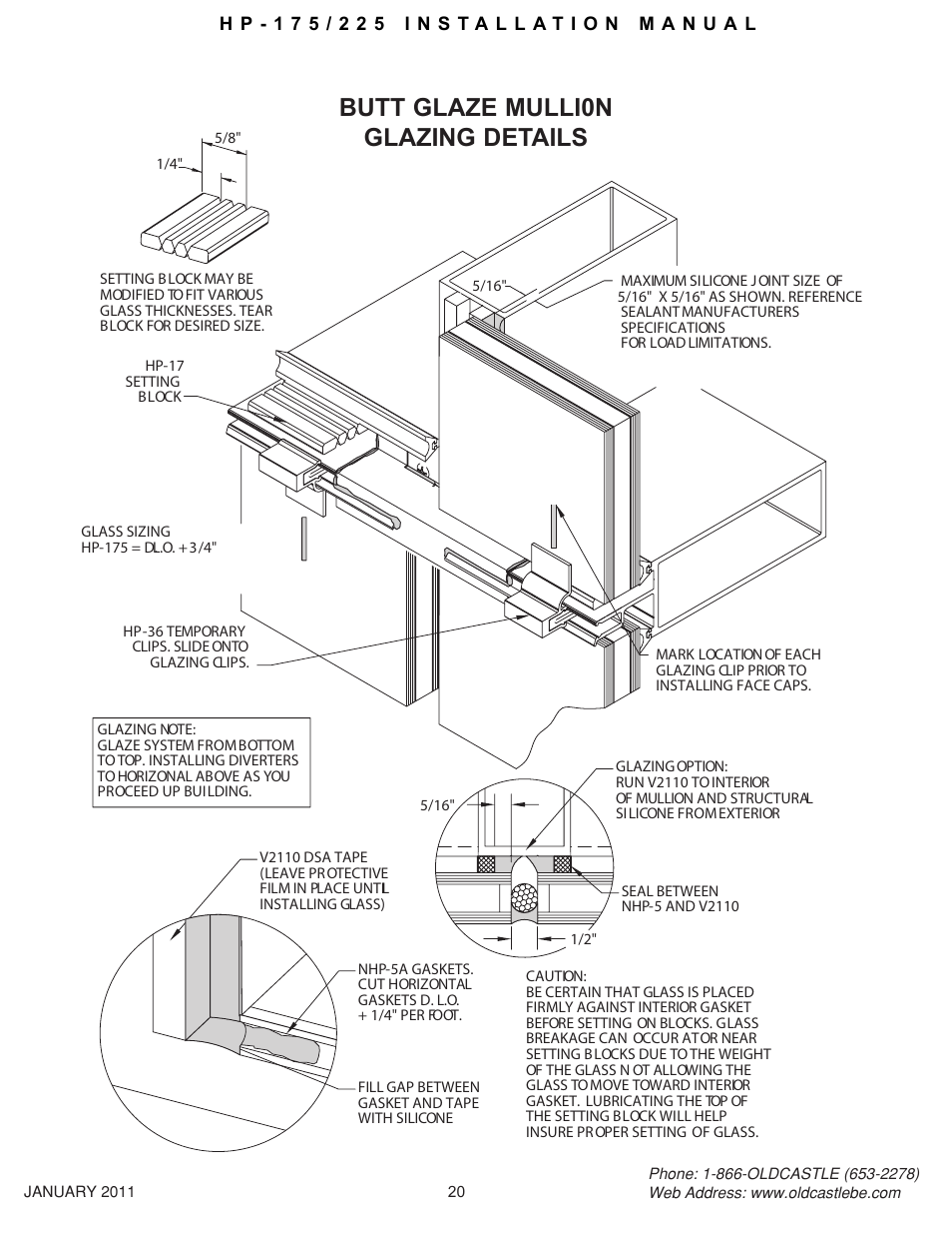 Hp-175-225 20, Butt glaze mulli0n glazing details | Oldcastle BuildingEnvelope HP-175 User Manual | Page 20 / 33