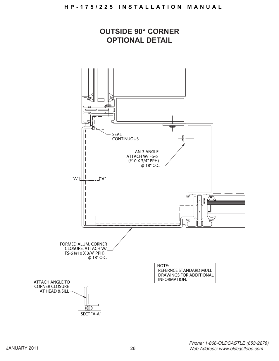 Hp-175-225 26, Outside 90° corner optional detail | Oldcastle BuildingEnvelope HP-175 User Manual | Page 26 / 33