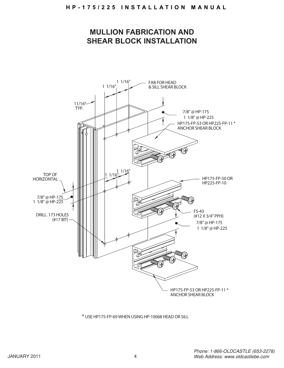 Hp-175-225 04, Mullion fabrication and shear block installation | Oldcastle BuildingEnvelope HP-175 User Manual | Page 4 / 33