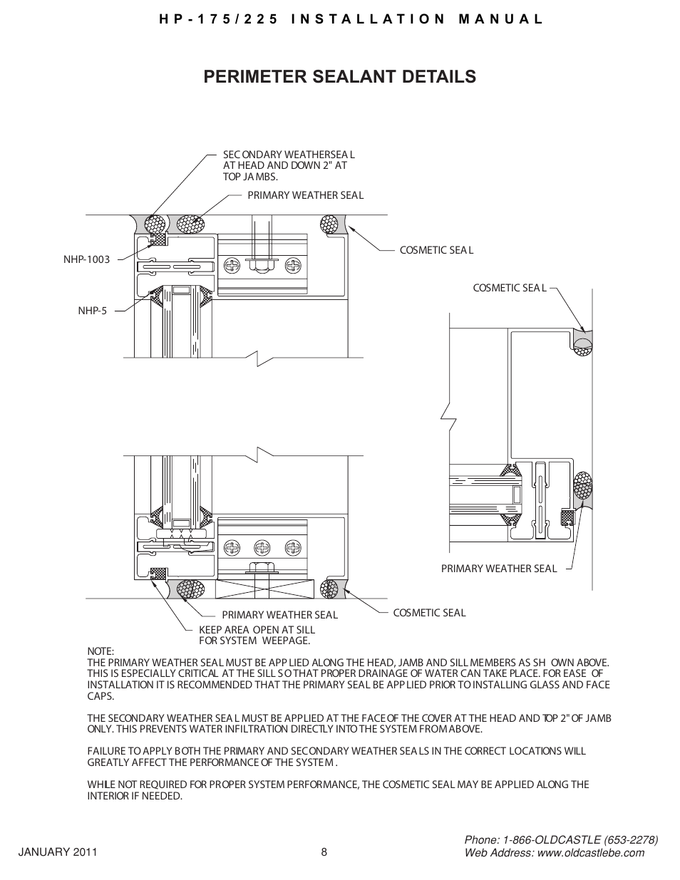 Hp-175-225 08, Perimeter sealant details | Oldcastle BuildingEnvelope HP-175 User Manual | Page 8 / 33