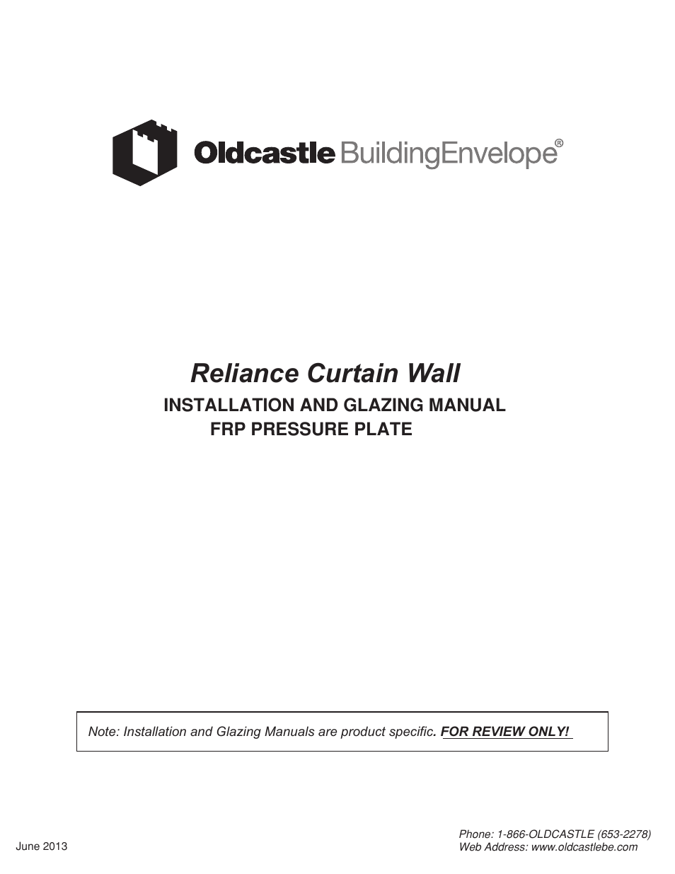 Oldcastle BuildingEnvelope Reliance FRP User Manual | 9 pages