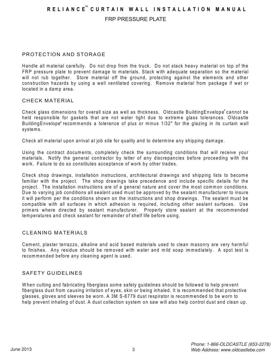 General--info | Oldcastle BuildingEnvelope Reliance FRP User Manual | Page 4 / 9