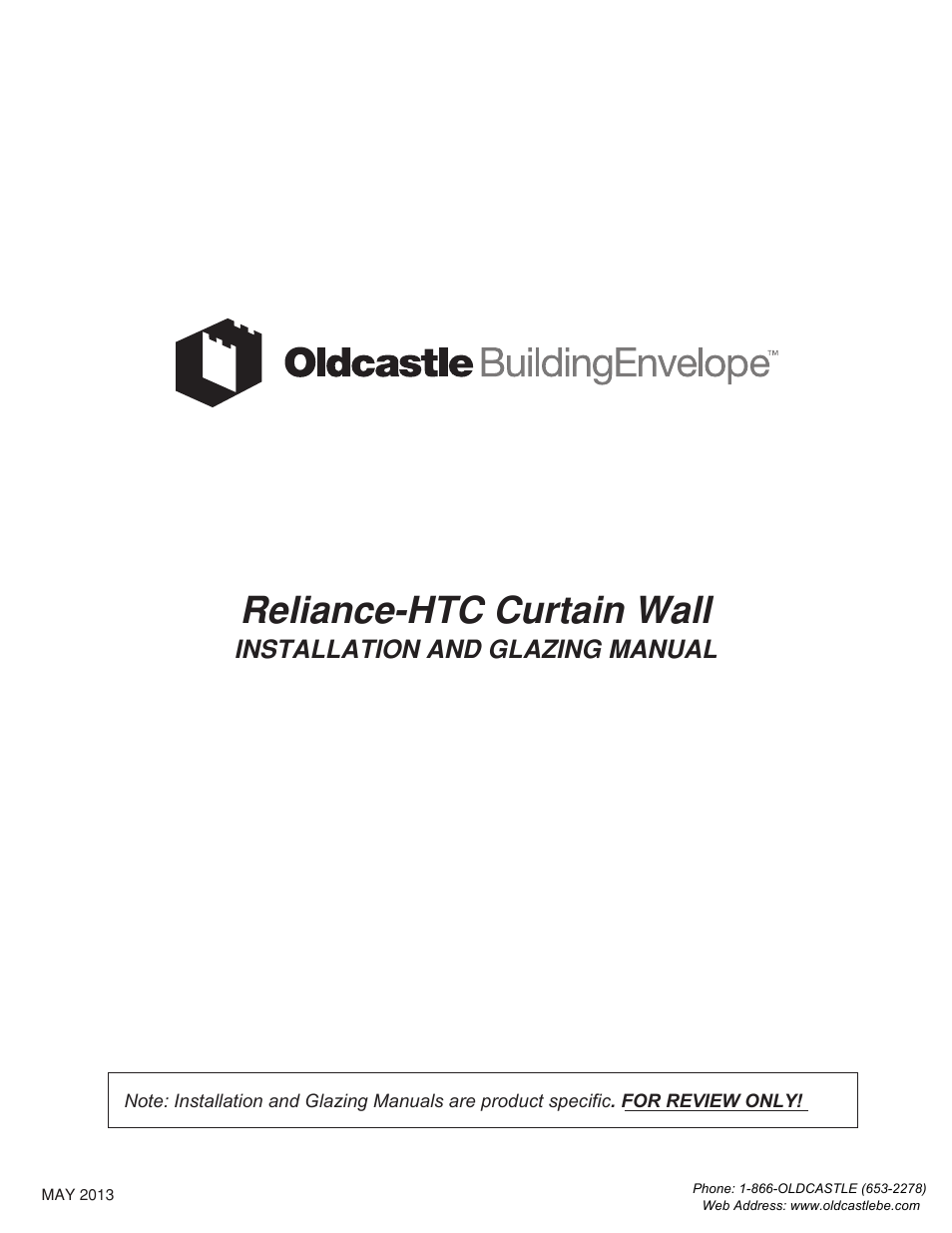 Oldcastle BuildingEnvelope Reliance-HTC User Manual | 39 pages