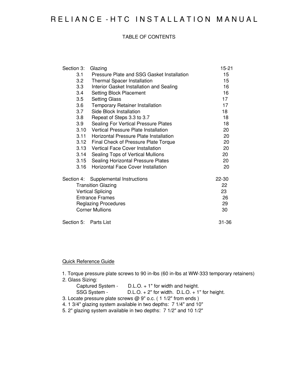 Table-contents2 | Oldcastle BuildingEnvelope Reliance-HTC User Manual | Page 3 / 39