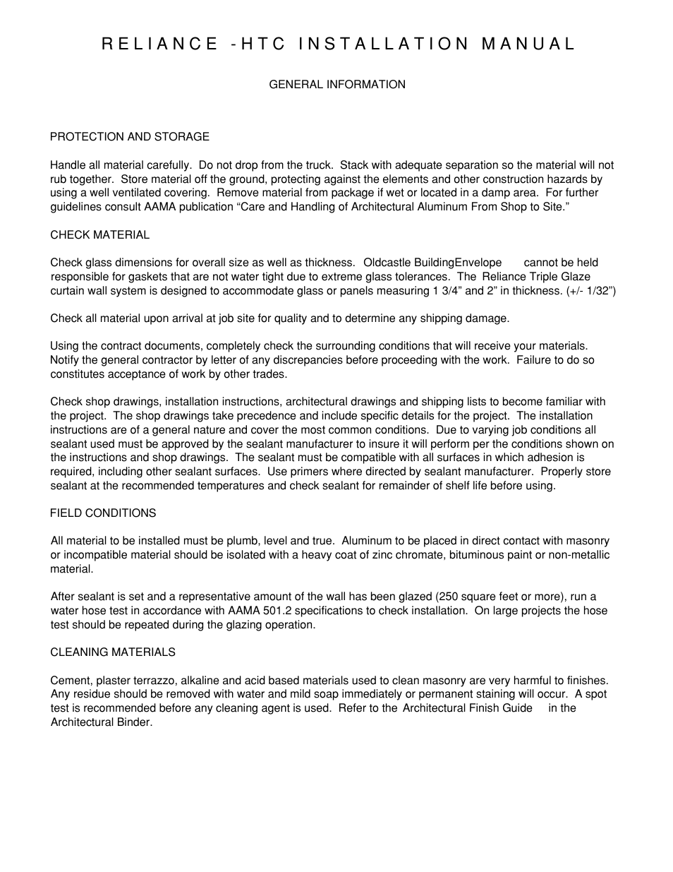 P02-general-info | Oldcastle BuildingEnvelope Reliance-HTC User Manual | Page 5 / 39