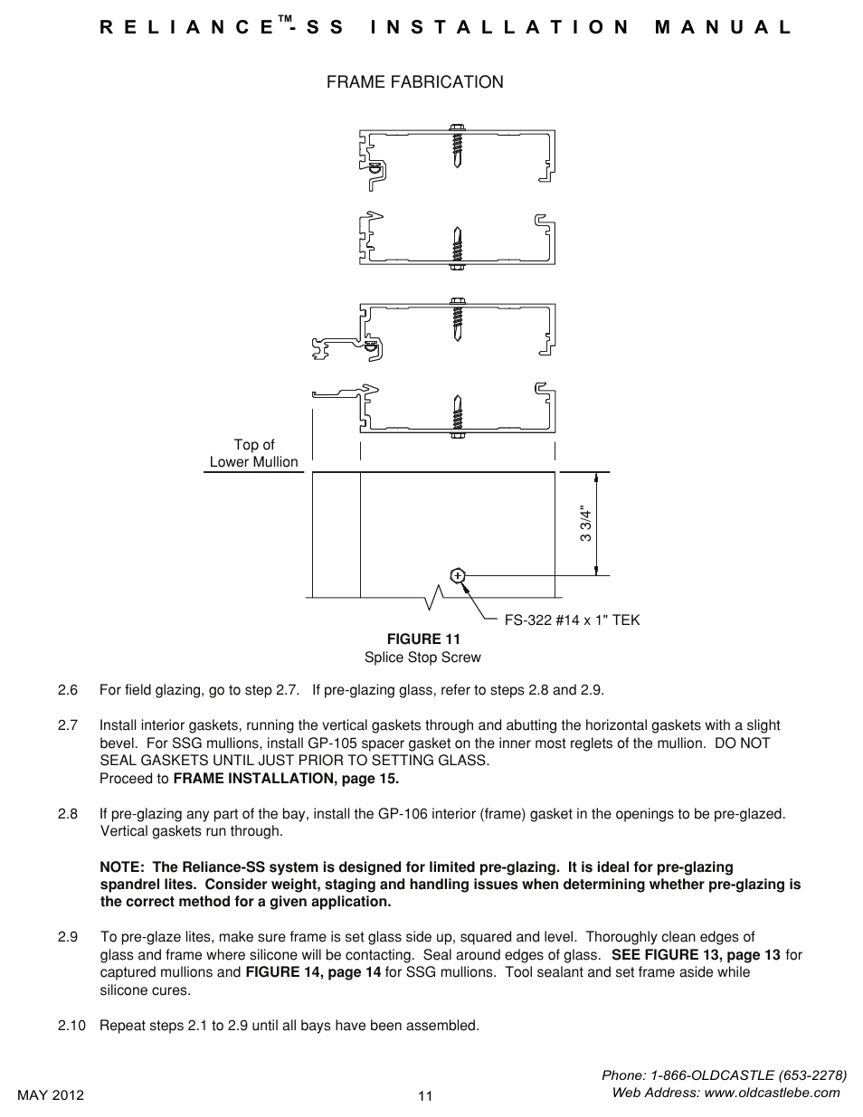 Frame-fab-splice-stop | Oldcastle BuildingEnvelope Reliance-SS User Manual | Page 14 / 47