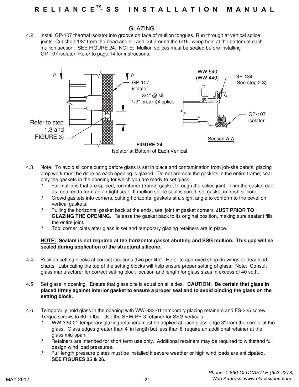 Glass-procedure | Oldcastle BuildingEnvelope Reliance-SS User Manual | Page 24 / 47