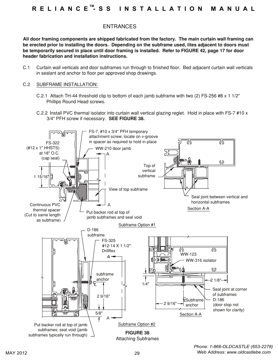 Door-subfrm-install | Oldcastle BuildingEnvelope Reliance-SS User Manual | Page 32 / 47