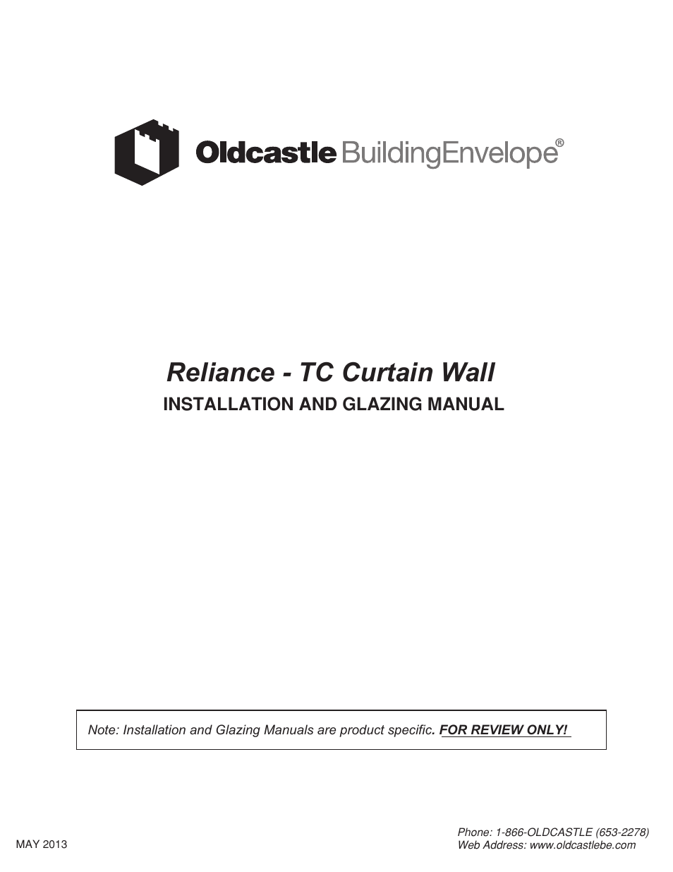 Oldcastle BuildingEnvelope Reliance-TC User Manual | 46 pages