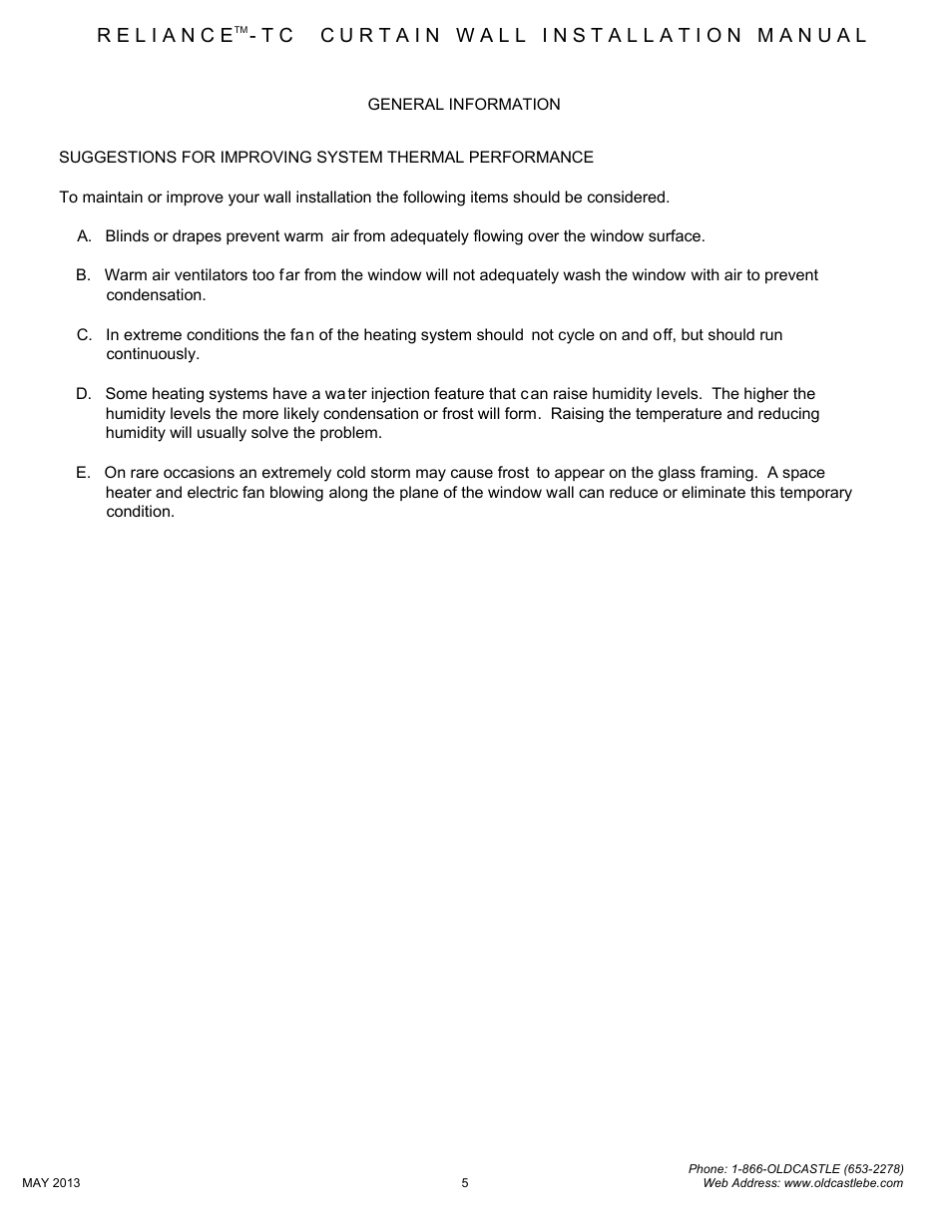 05 general info | Oldcastle BuildingEnvelope Reliance-TC User Manual | Page 5 / 46