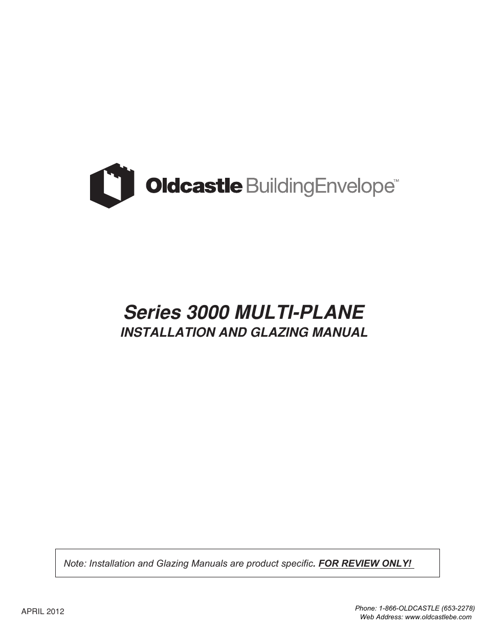 Oldcastle BuildingEnvelope 3000 Series Thermal MultiPlane User Manual | 55 pages