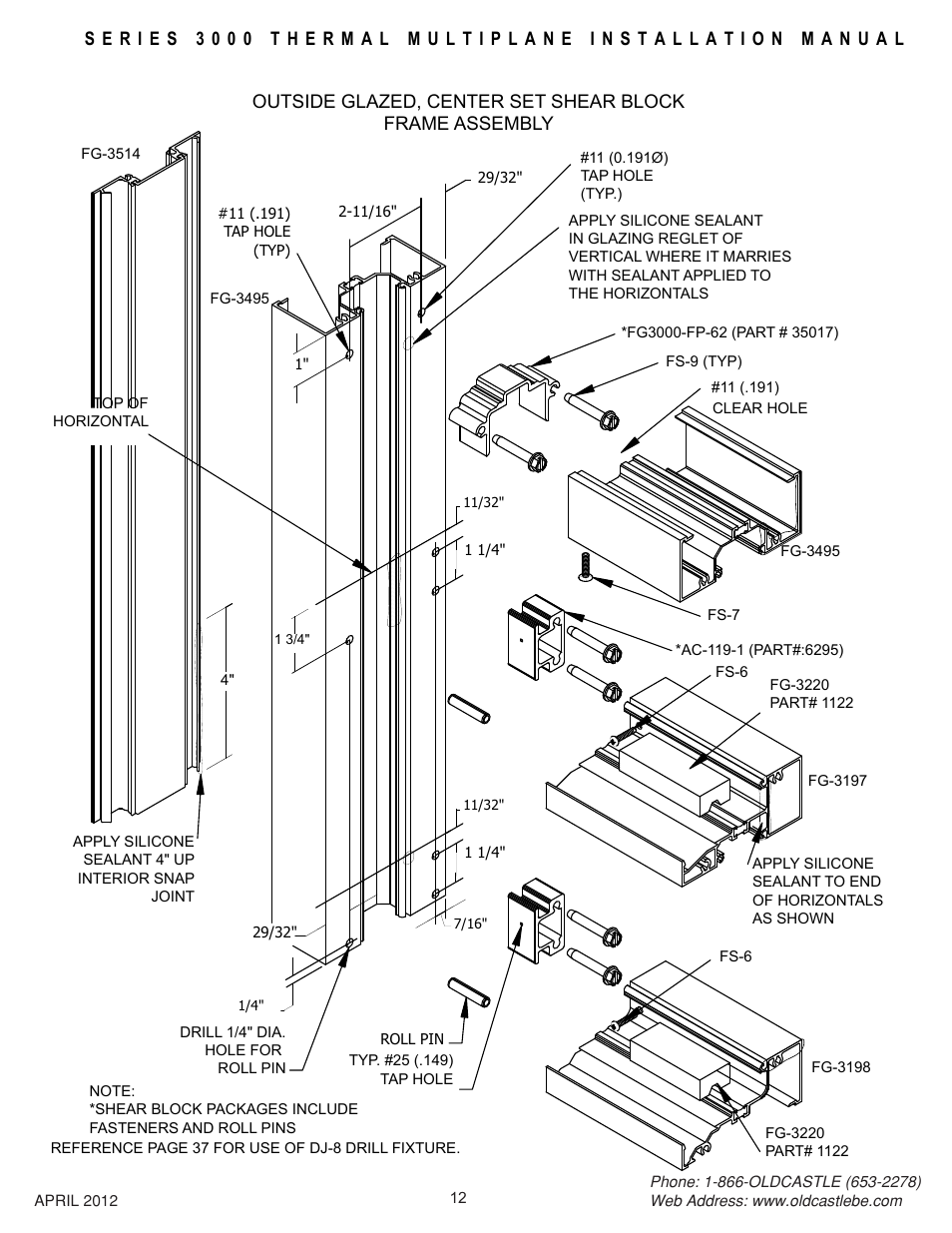 Centerset-osg-frm-assy | Oldcastle BuildingEnvelope 3000 Series Thermal MultiPlane User Manual | Page 12 / 55