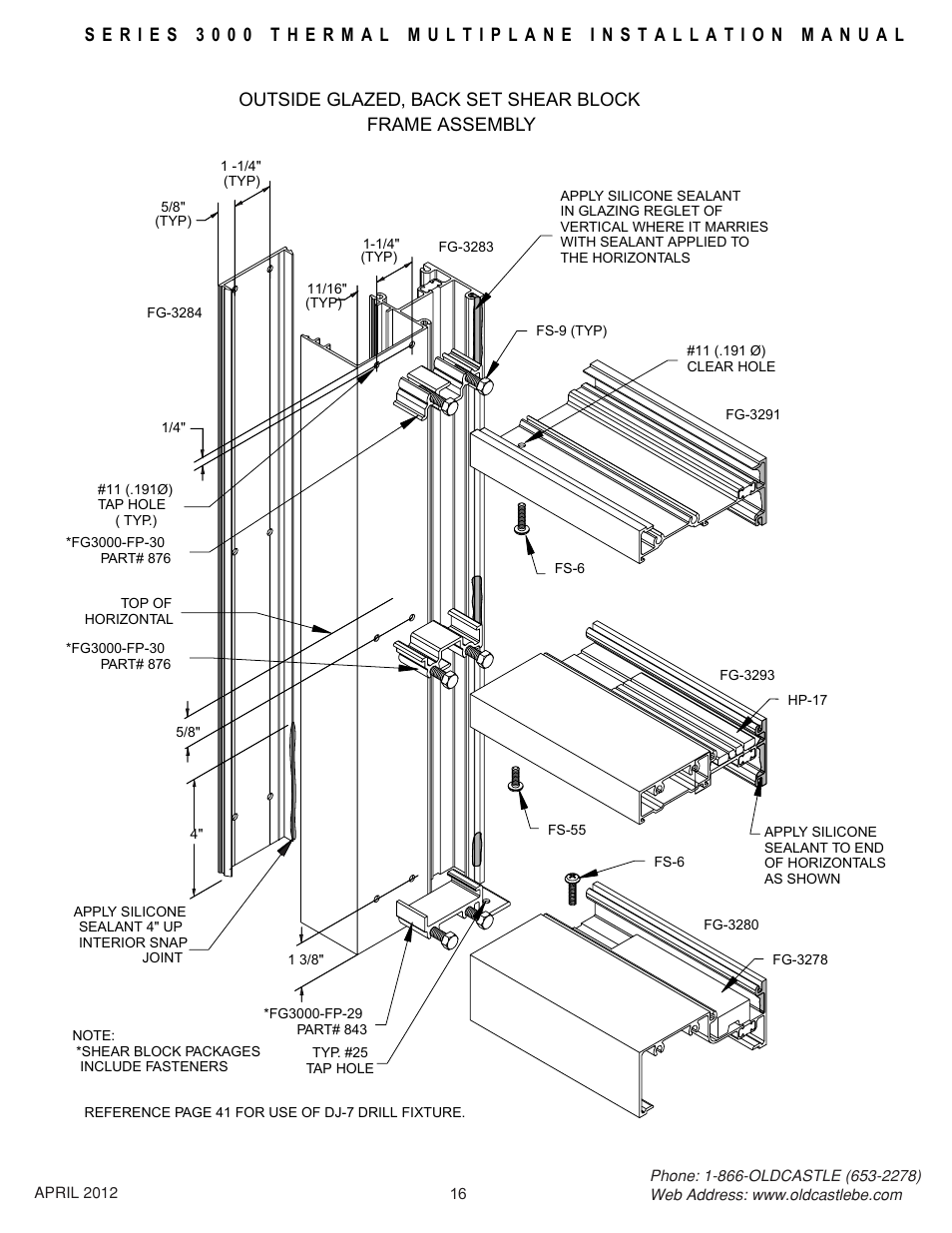 Backset-osg-frm-assy | Oldcastle BuildingEnvelope 3000 Series Thermal MultiPlane User Manual | Page 16 / 55