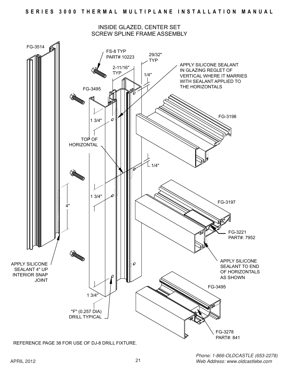 Centerset-isg-frm-assy | Oldcastle BuildingEnvelope 3000 Series Thermal MultiPlane User Manual | Page 21 / 55